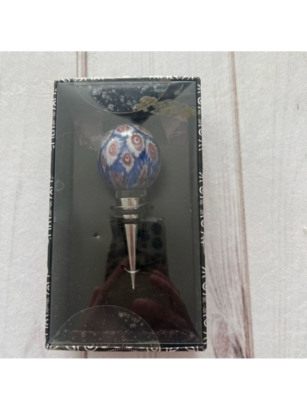 Home Essentials And Beyond Art Glass Globe Wine Stopper New New in Box